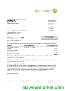 Prioenergie proof of address utility business bill,  SCR